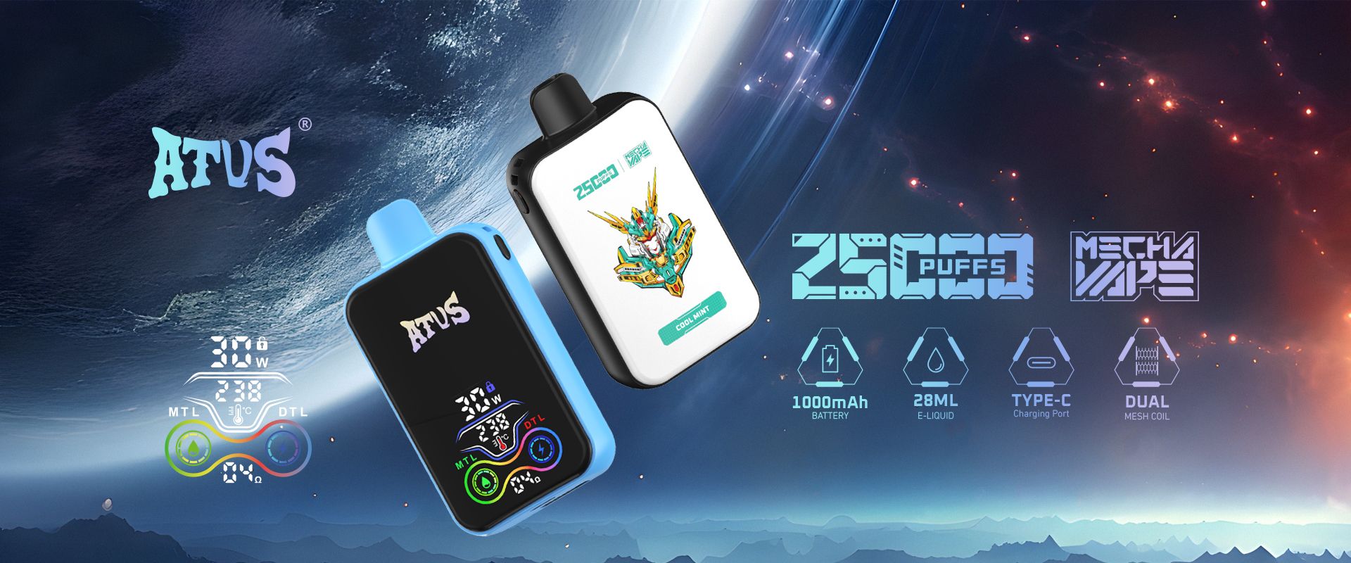 ATVS Vape | Одноразовые электронные сигареты Многоразовый вейп 25000, 30000, 40000, 45000 затяжек